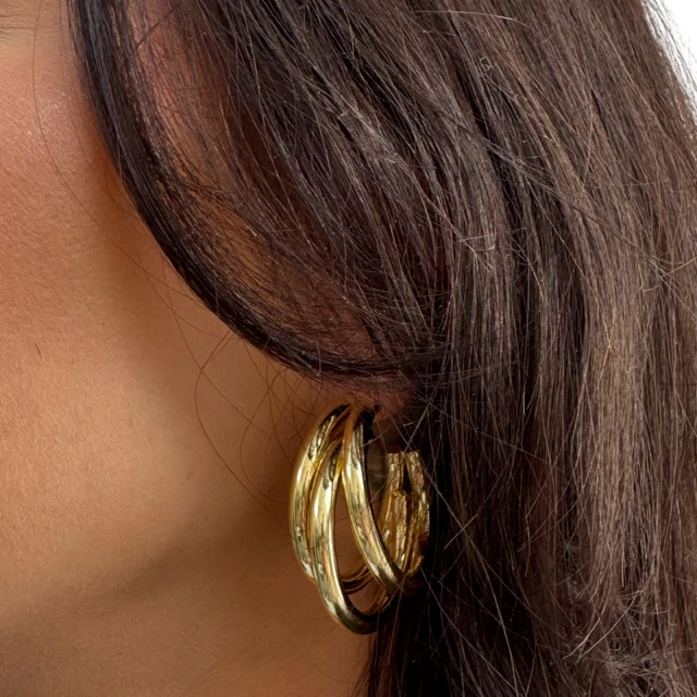 Oorsteker trio/40mm/goldplated