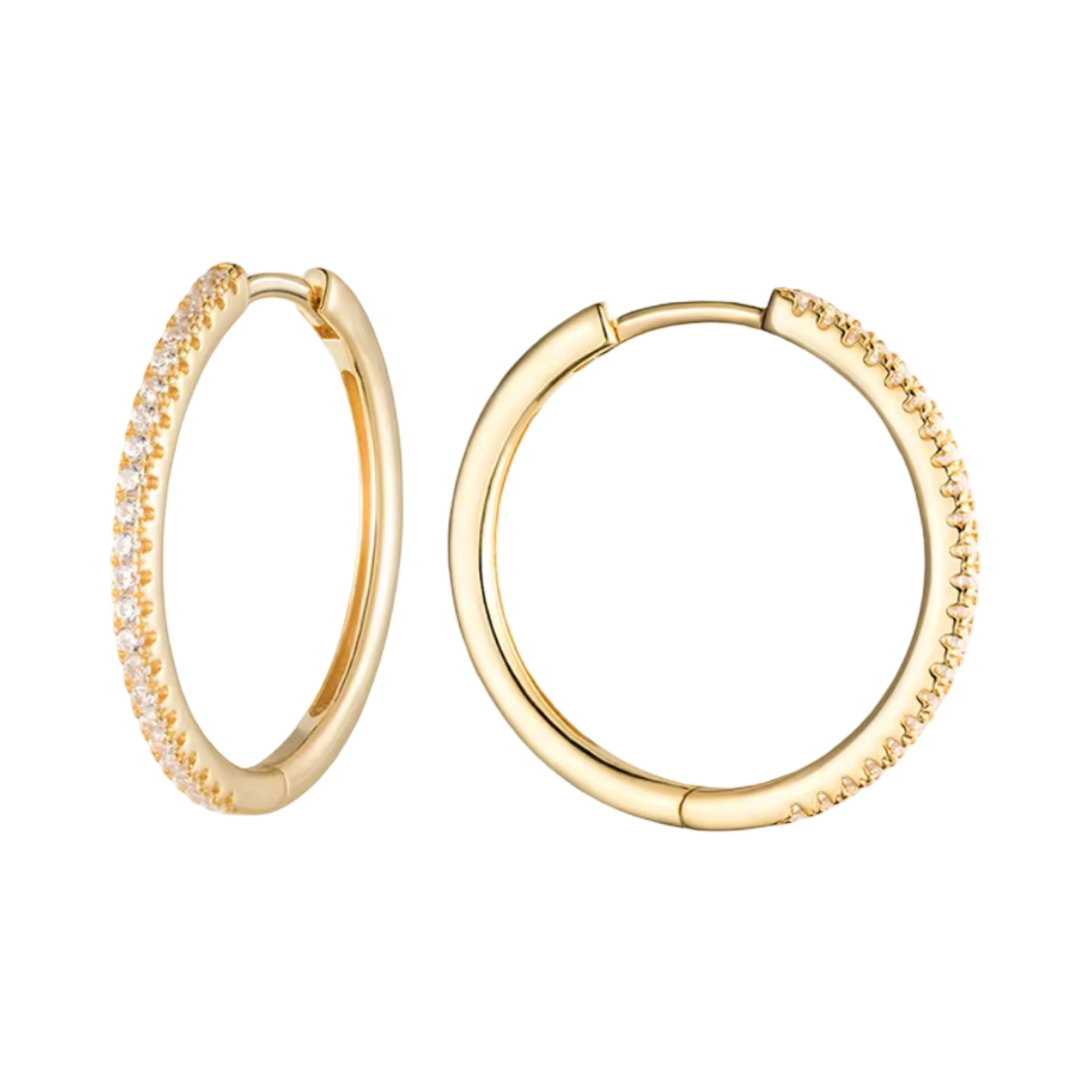 Oorringen 25mm/zirkonia/goldplated