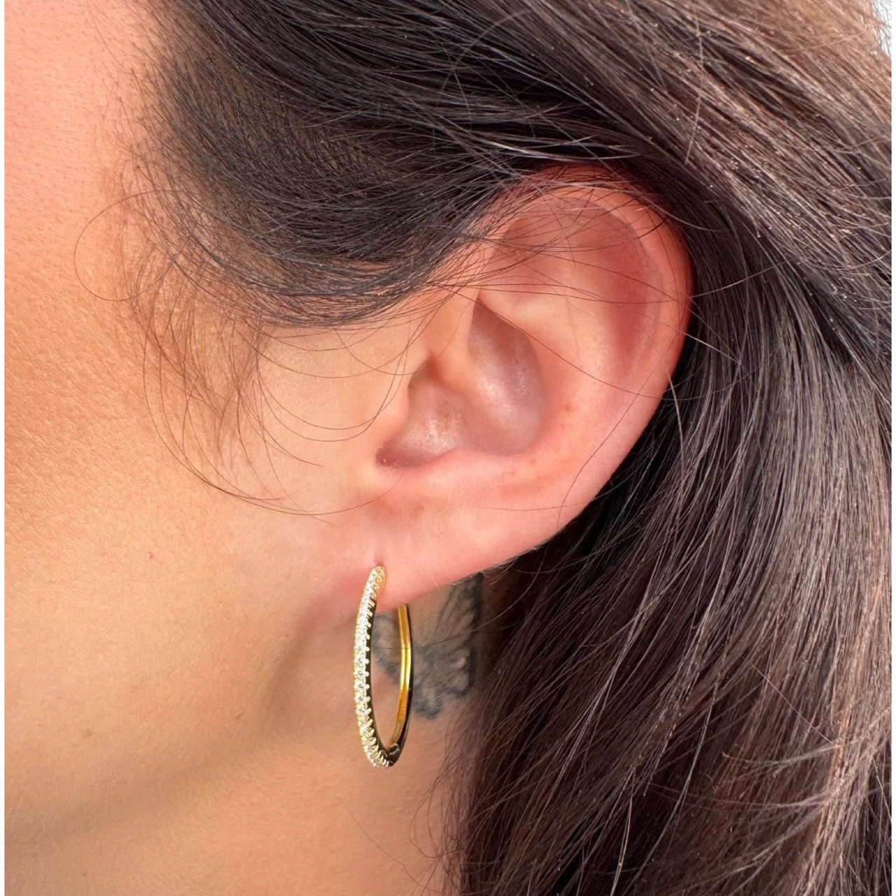 Oorringen 25mm/zirkonia/goldplated