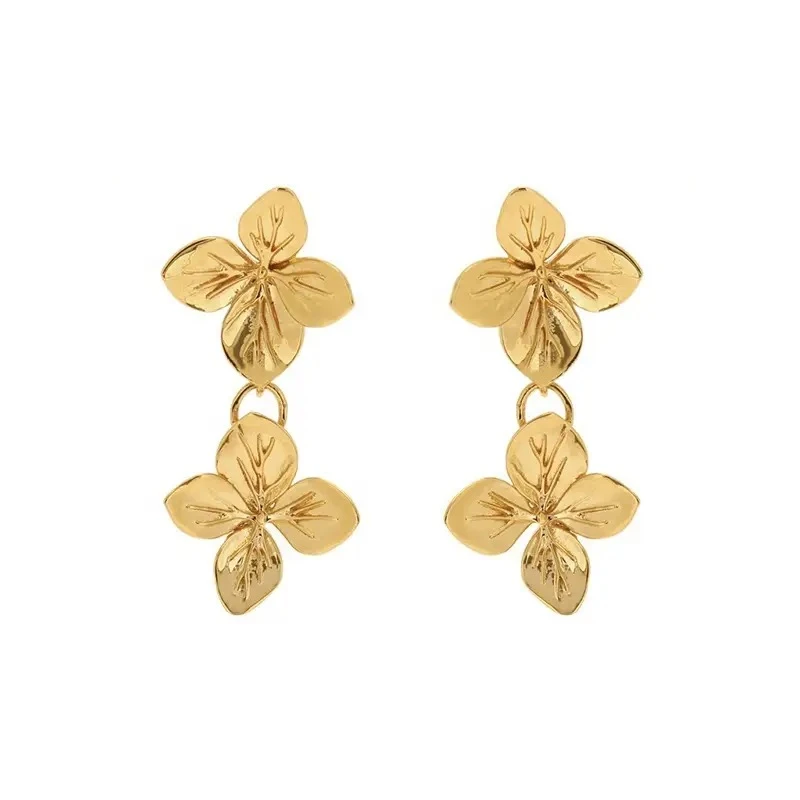 Flower Stud Earrings/Goldplated/3.3cm