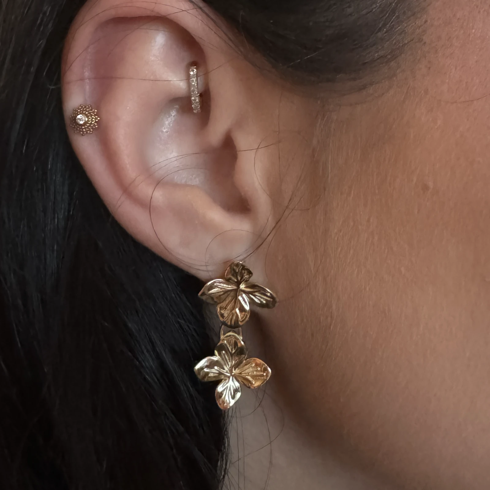 Flower Stud Earrings/Goldplated/3.3cm