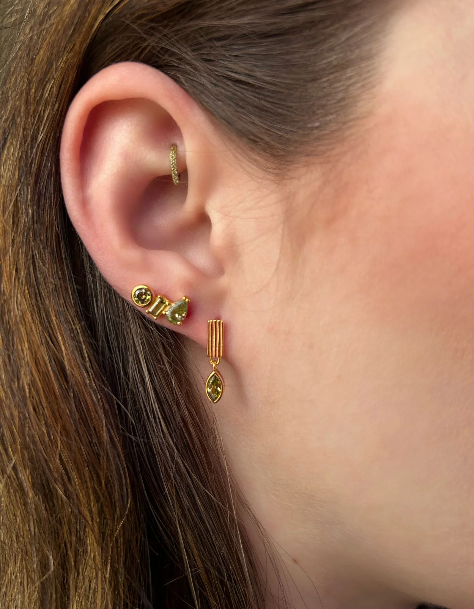 Drop Earring with Green Stone