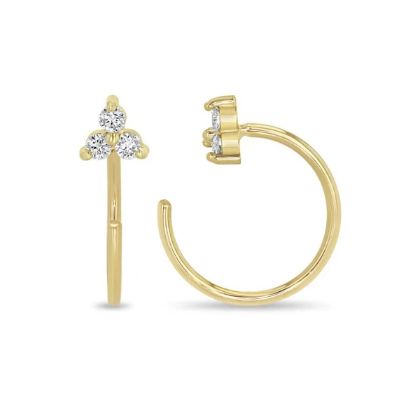 Hoop Triangle Earrings with Zirconia