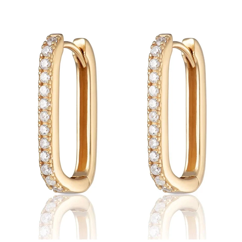 U-shaped Hoop Earrings with Zirconia