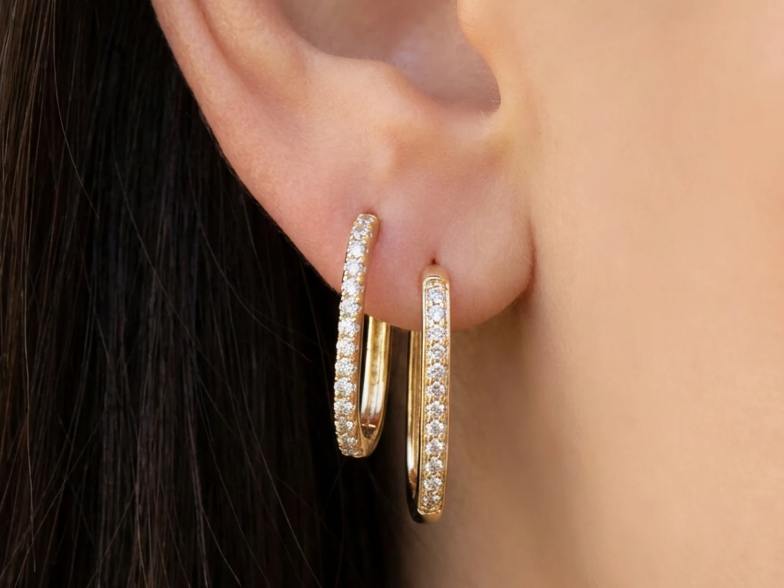 U-shaped Hoop Earrings with Zirconia