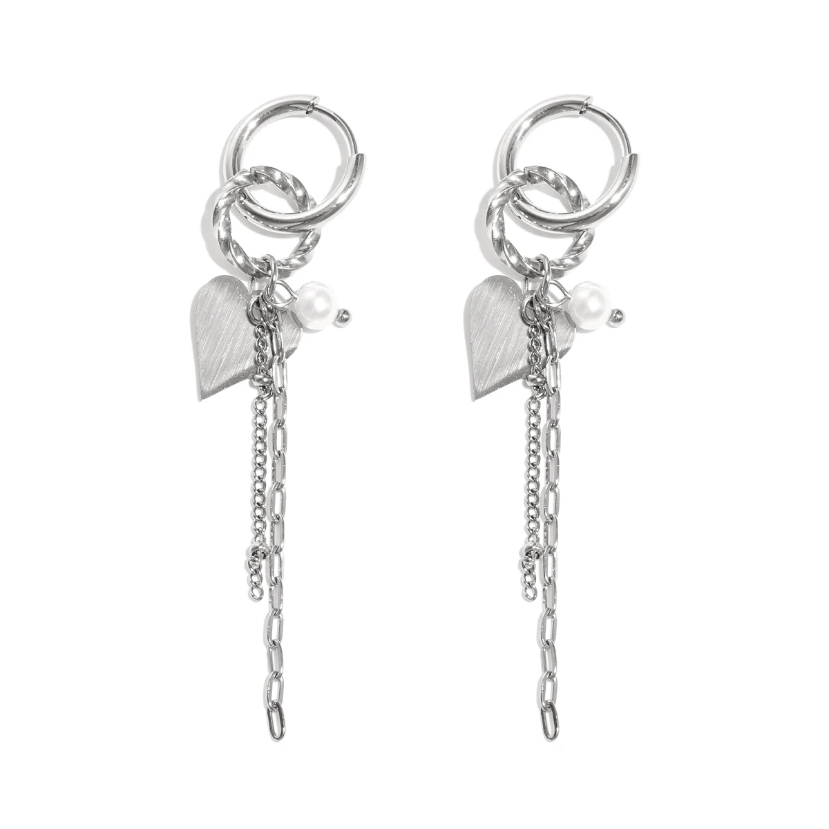 Oorbellen party hart zilver