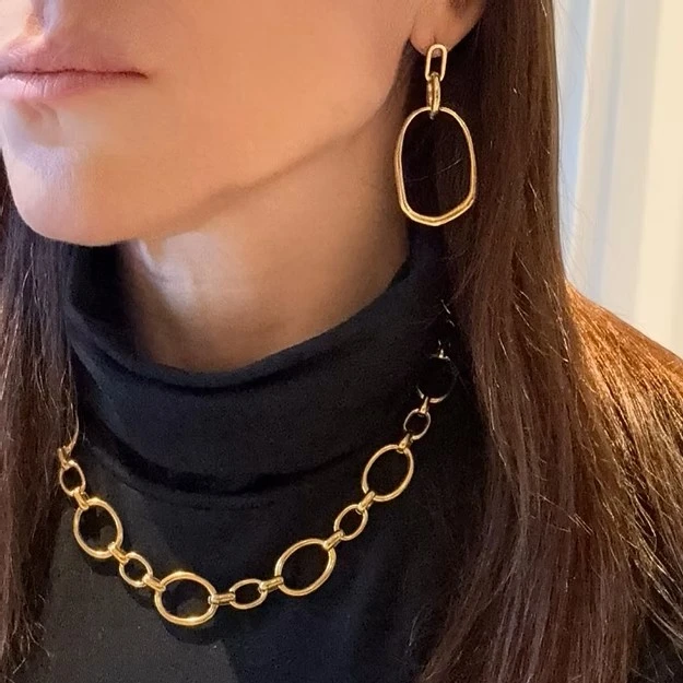 Gouden statement oorstekers met ovale vorm - productfoto