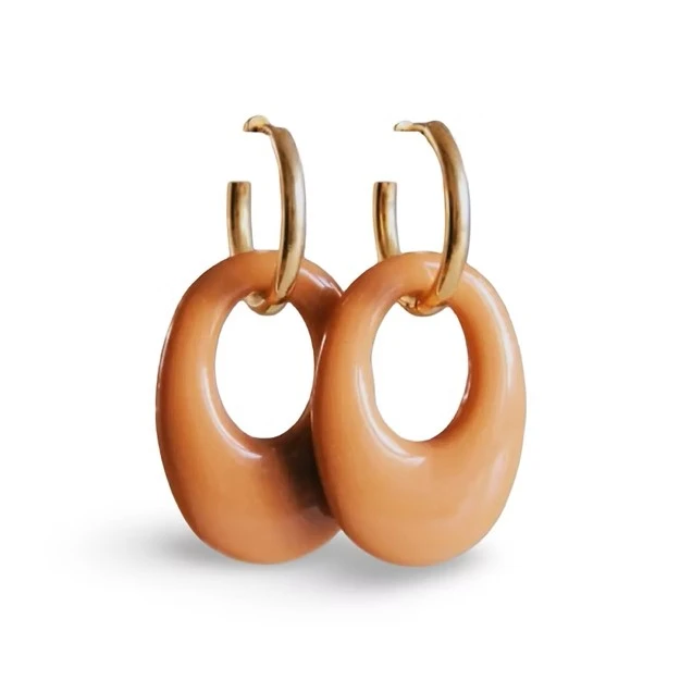 Oorbellen druppel cognac