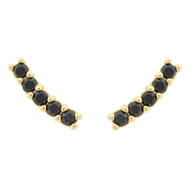 Stud earring with 5 black stones