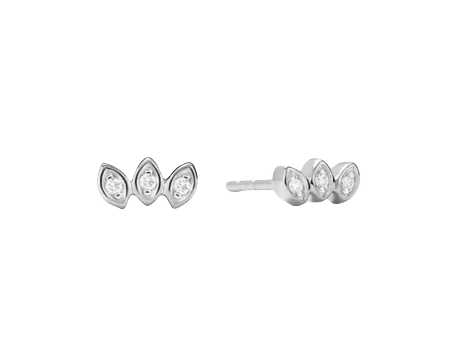 Triple Stud Earring Silver/3mm/Crystal