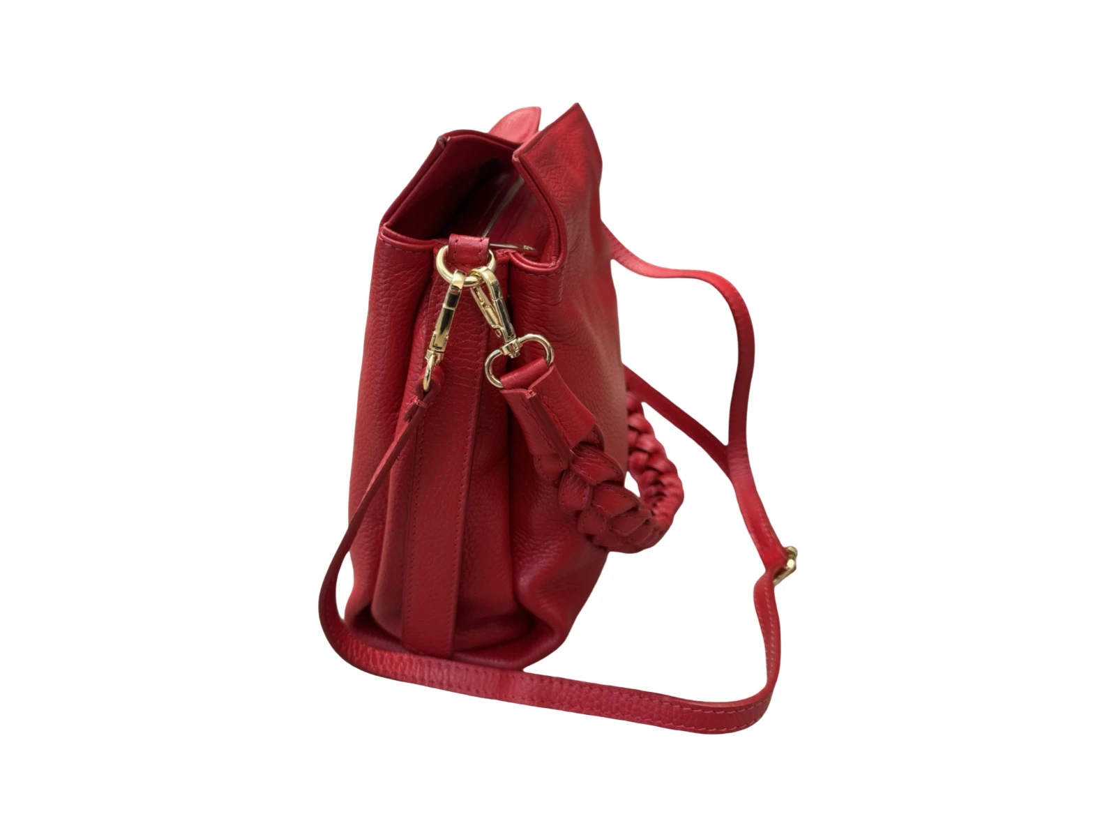 Lederen handtas gevlochten