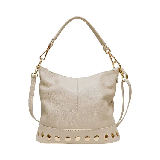 Lederen hand/schoudertas Neola creme