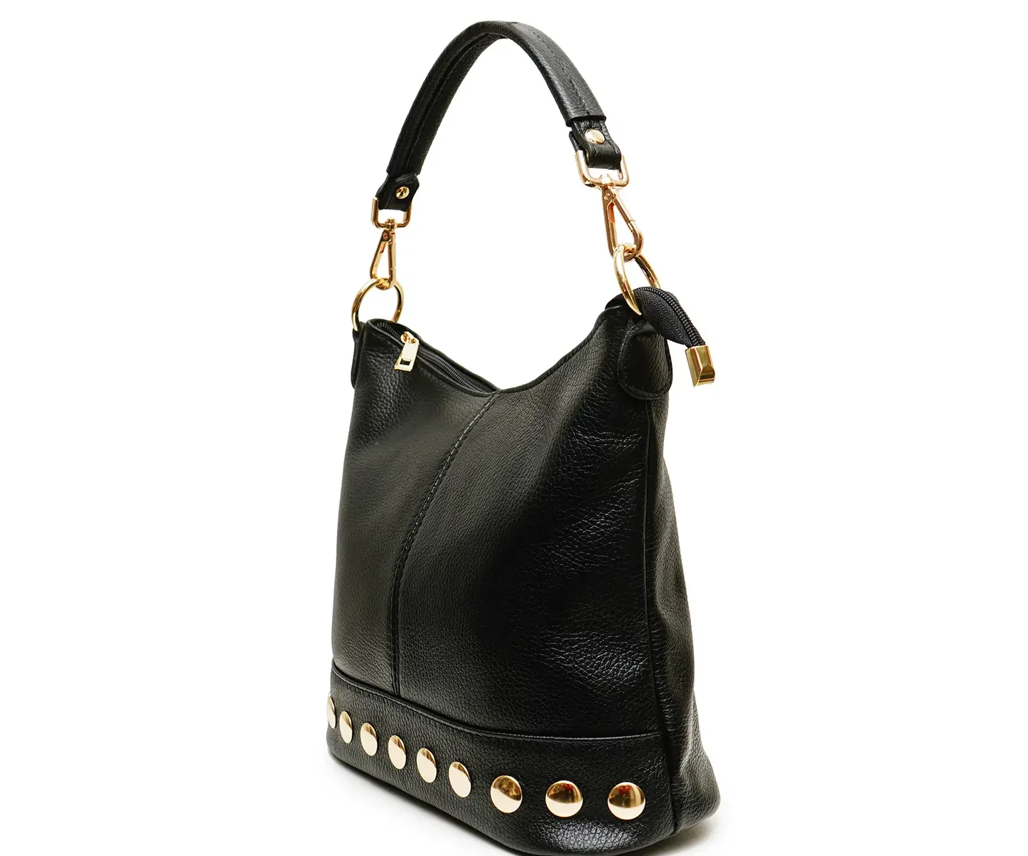 Lederen hand/schoudertas Neola zwart