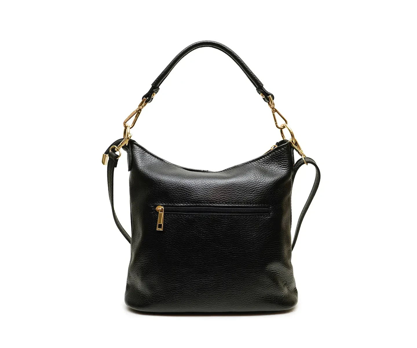 Lederen hand/schoudertas Neola zwart