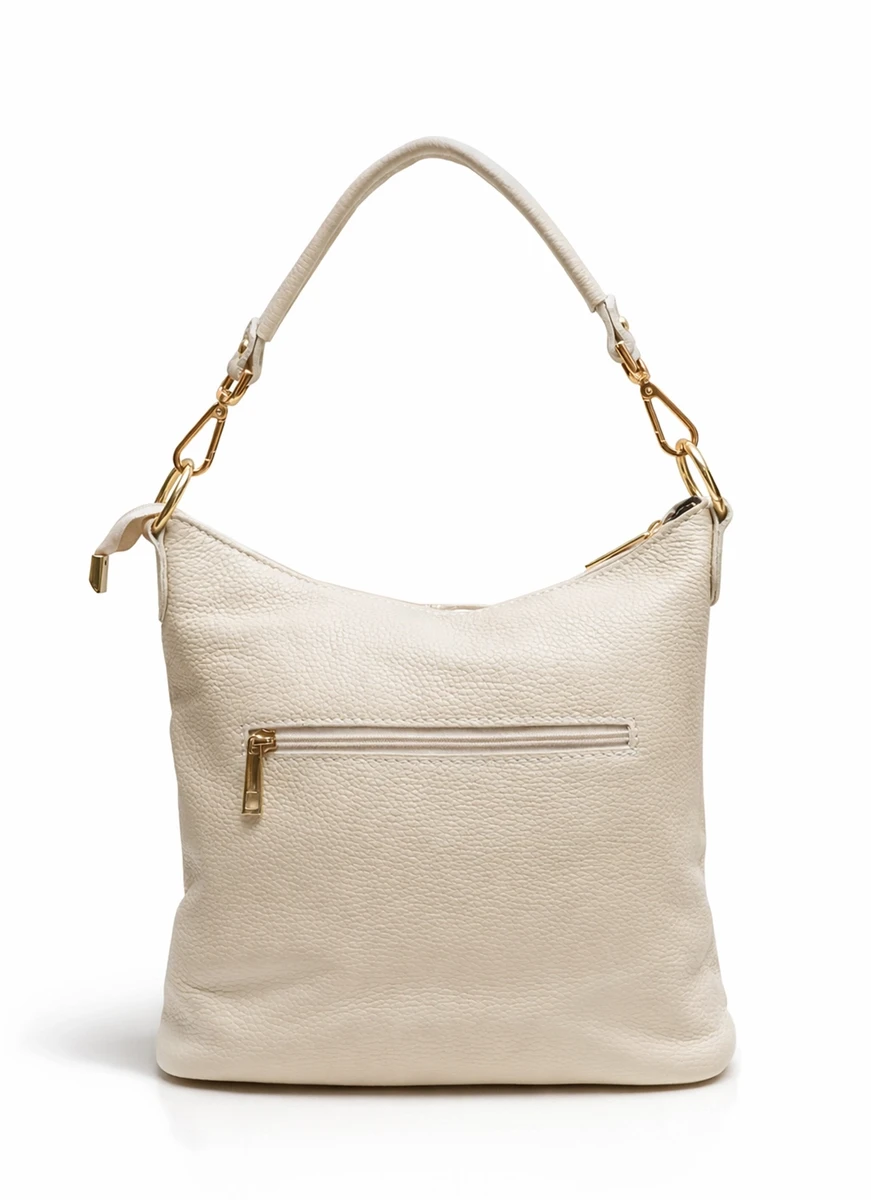 Lederen hand/schoudertas Neola creme