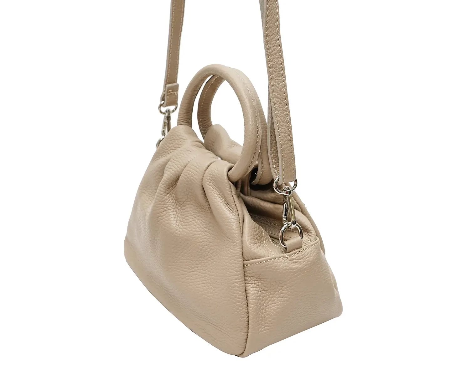 Lederen hand/schoudertas cappuccino Ayle