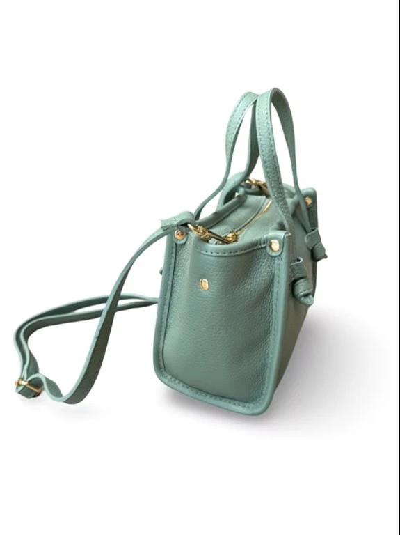 Cyclaam leren handtas met knoopdetails - zijaanzicht