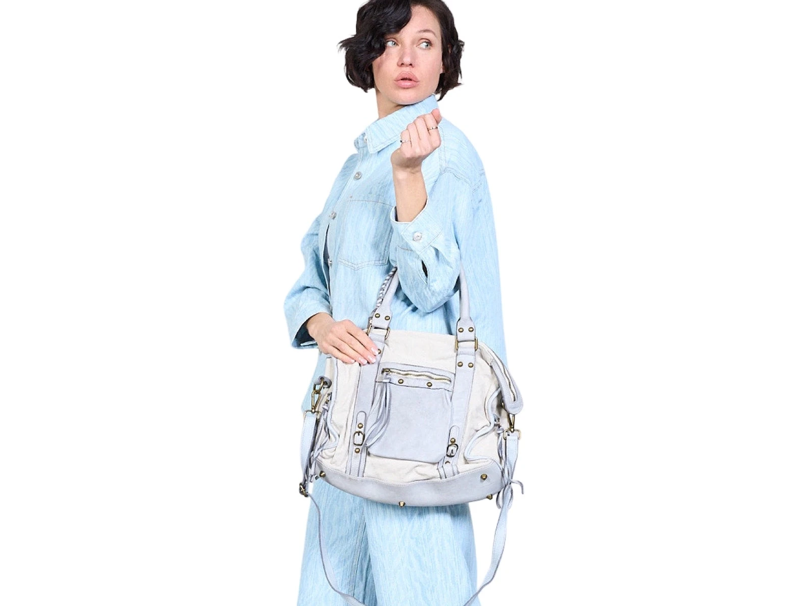 Handtas trendy grijs 