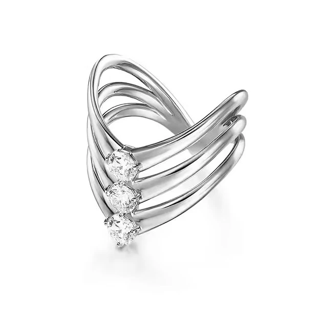 Statement ring zilver drie zirkonia steentjes