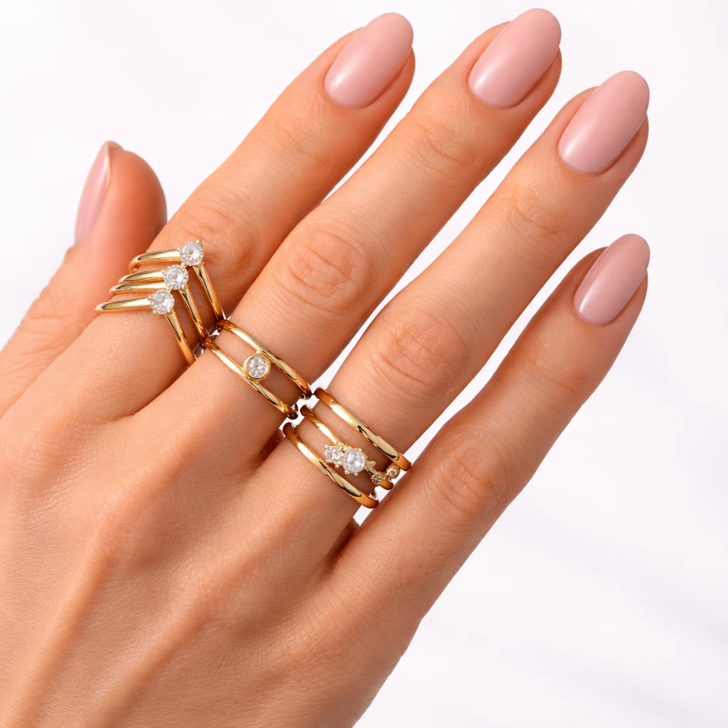 Goldplated ring met zoetwaterparel - detailaanzicht