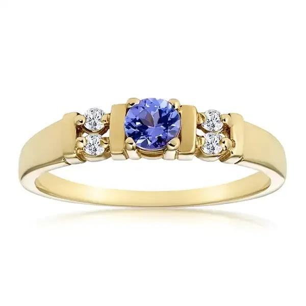 Ring goldplated met blauwe steen