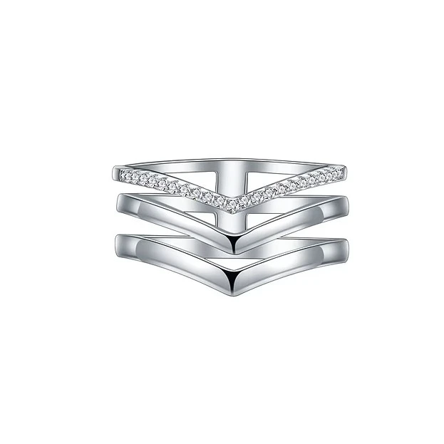 Zilveren ring/klassiek/zirkonia