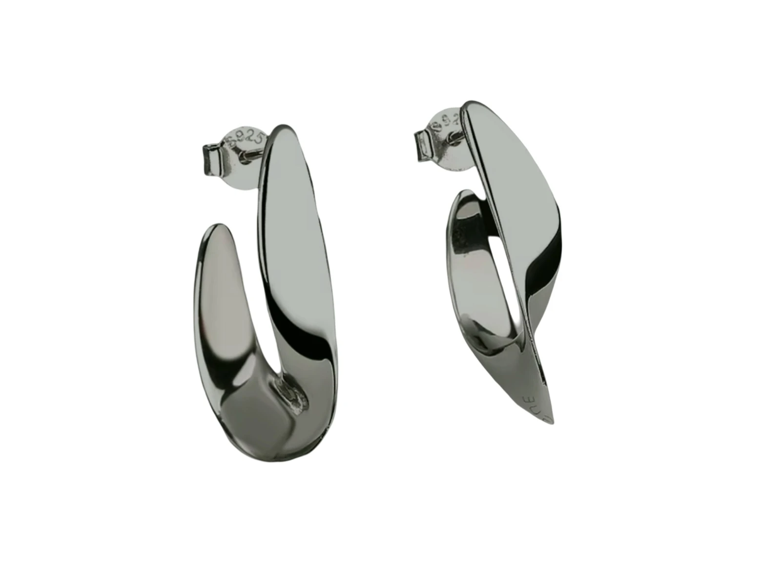 Swirl oorsteker zilver