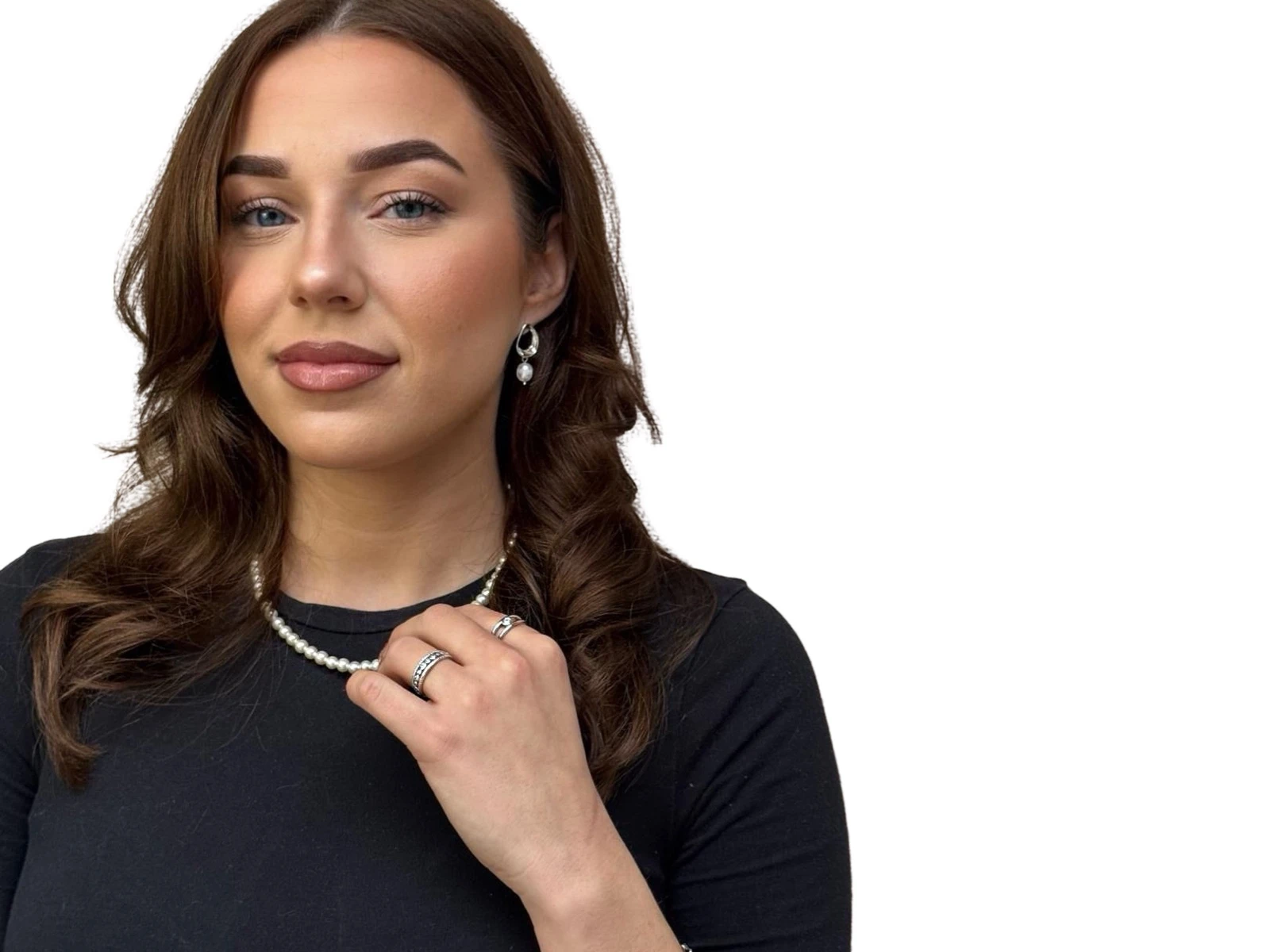 Parelarmband van goudkleurig 925 sterling zilver met witte parels - vooraanzicht