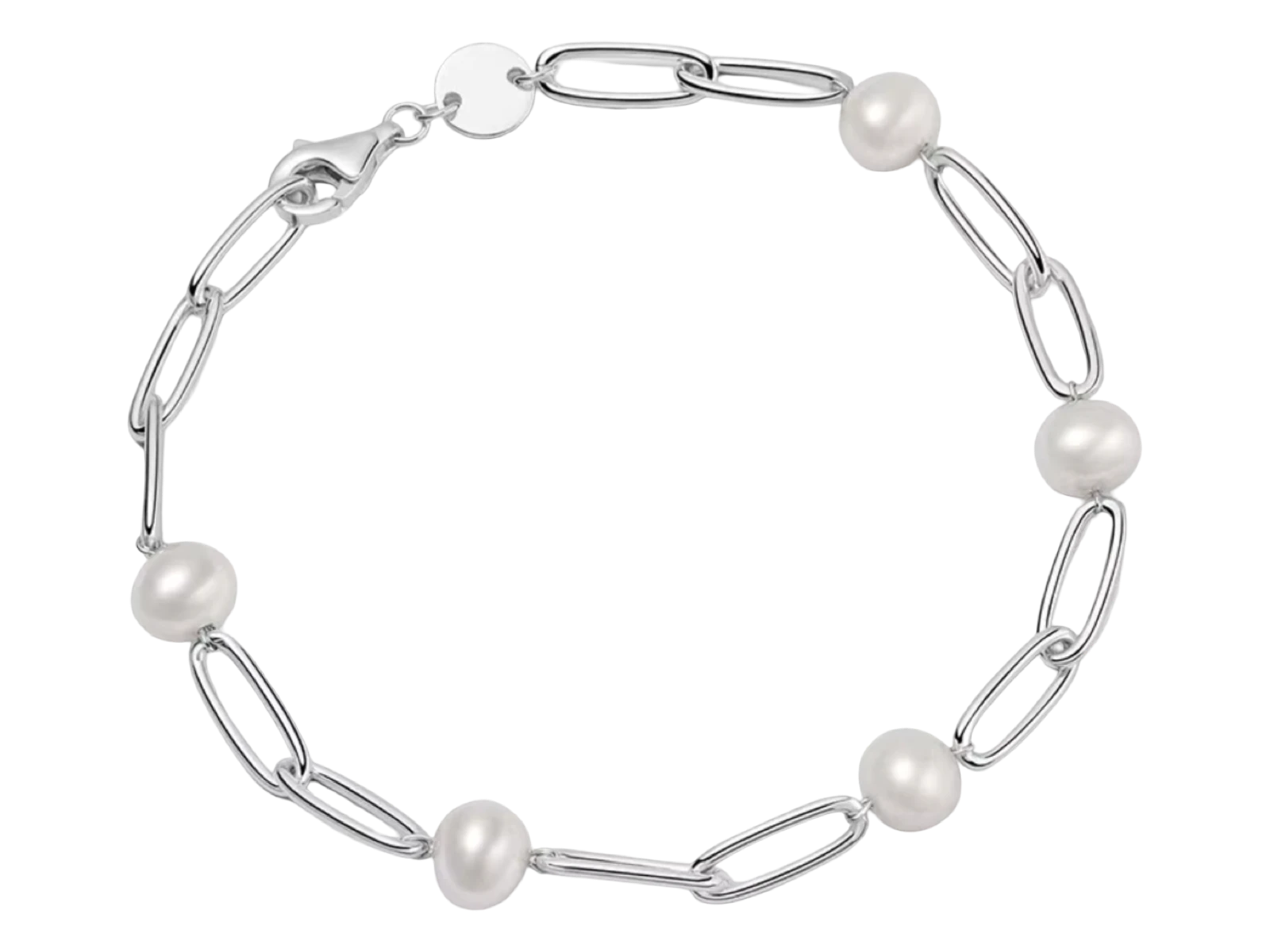 Parelarmband van zilverkleurig 925 sterling zilver - vooraanzicht