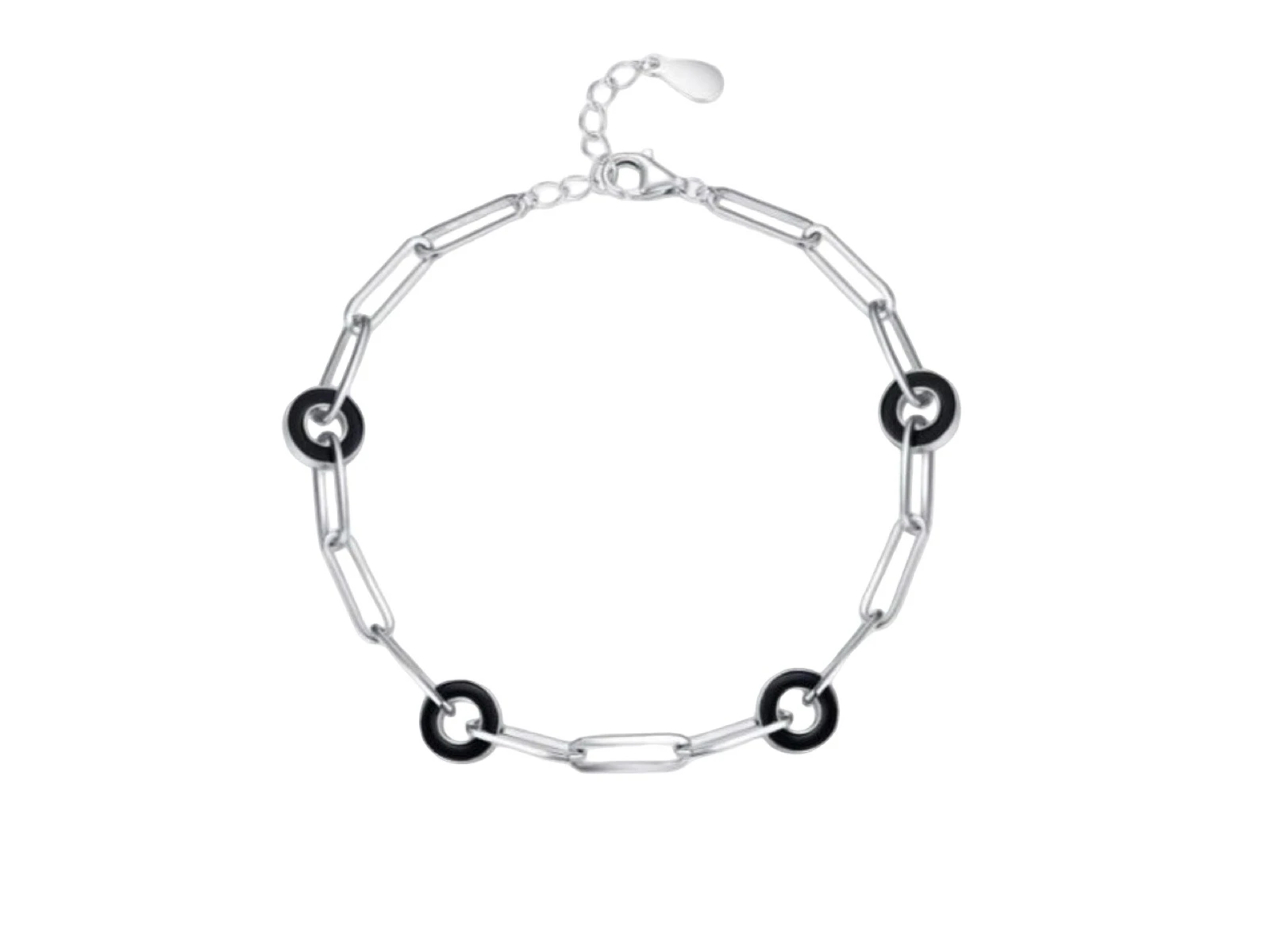 Armband zilver met zwarte ringen