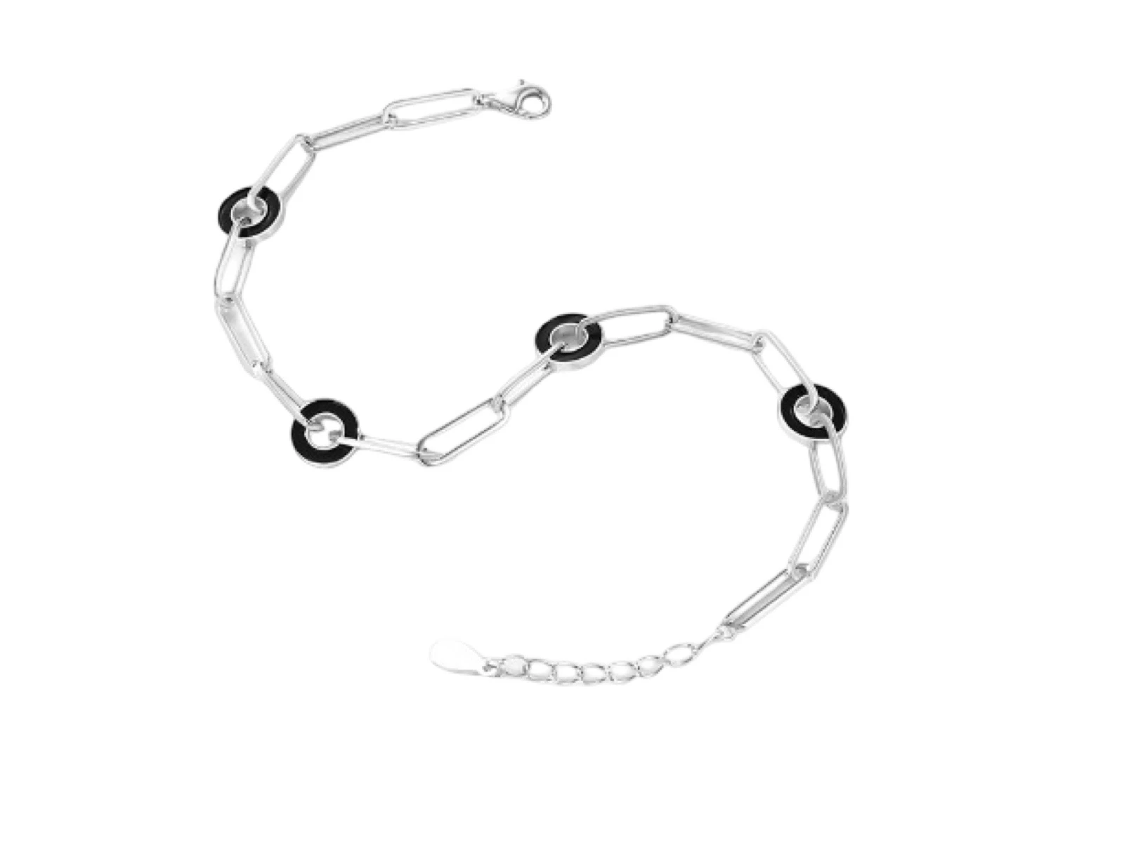 Armband zilver met zwarte ringen