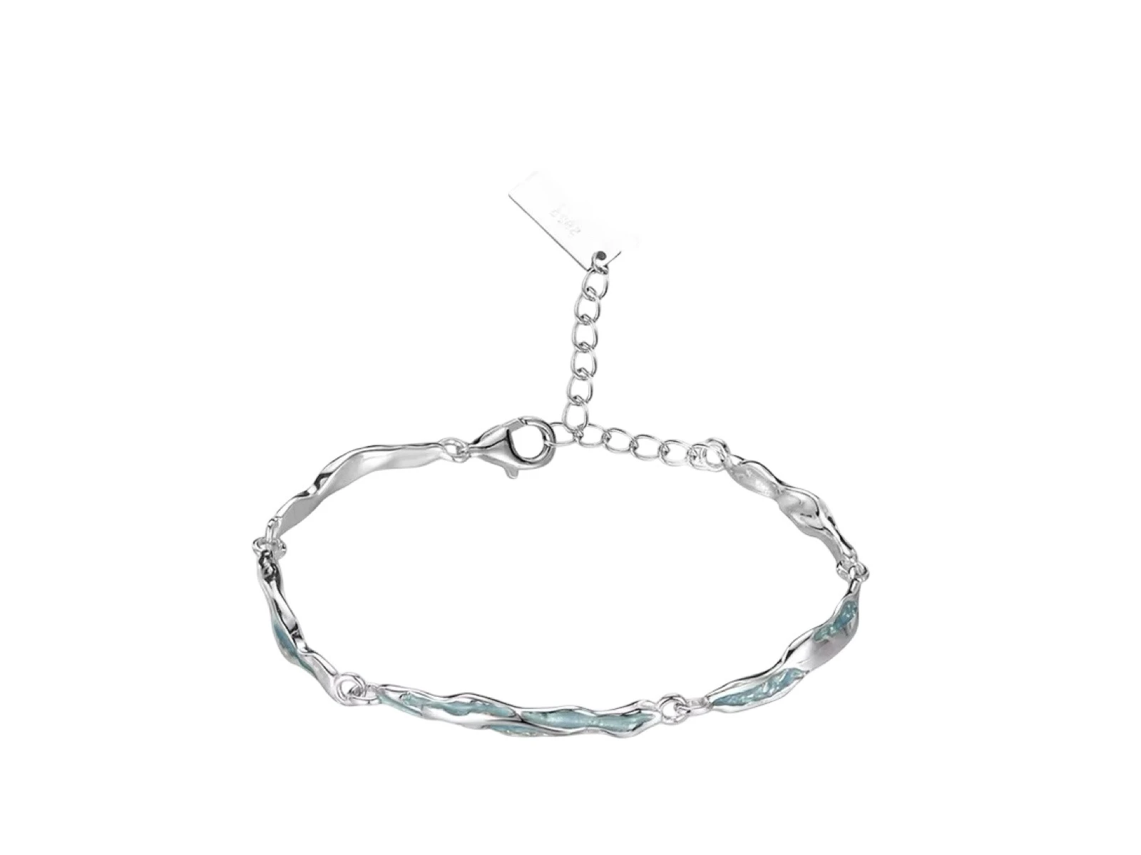 Zilveren armband met blauw glazuur