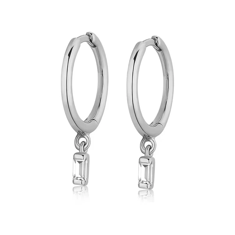 Oorring met zirkonia hanger/925 sterling zilver