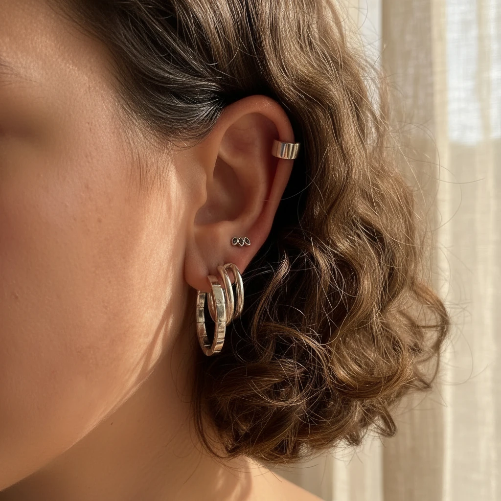 Zilveren hoop oorstekers van 925 sterling zilver - vooraanzicht