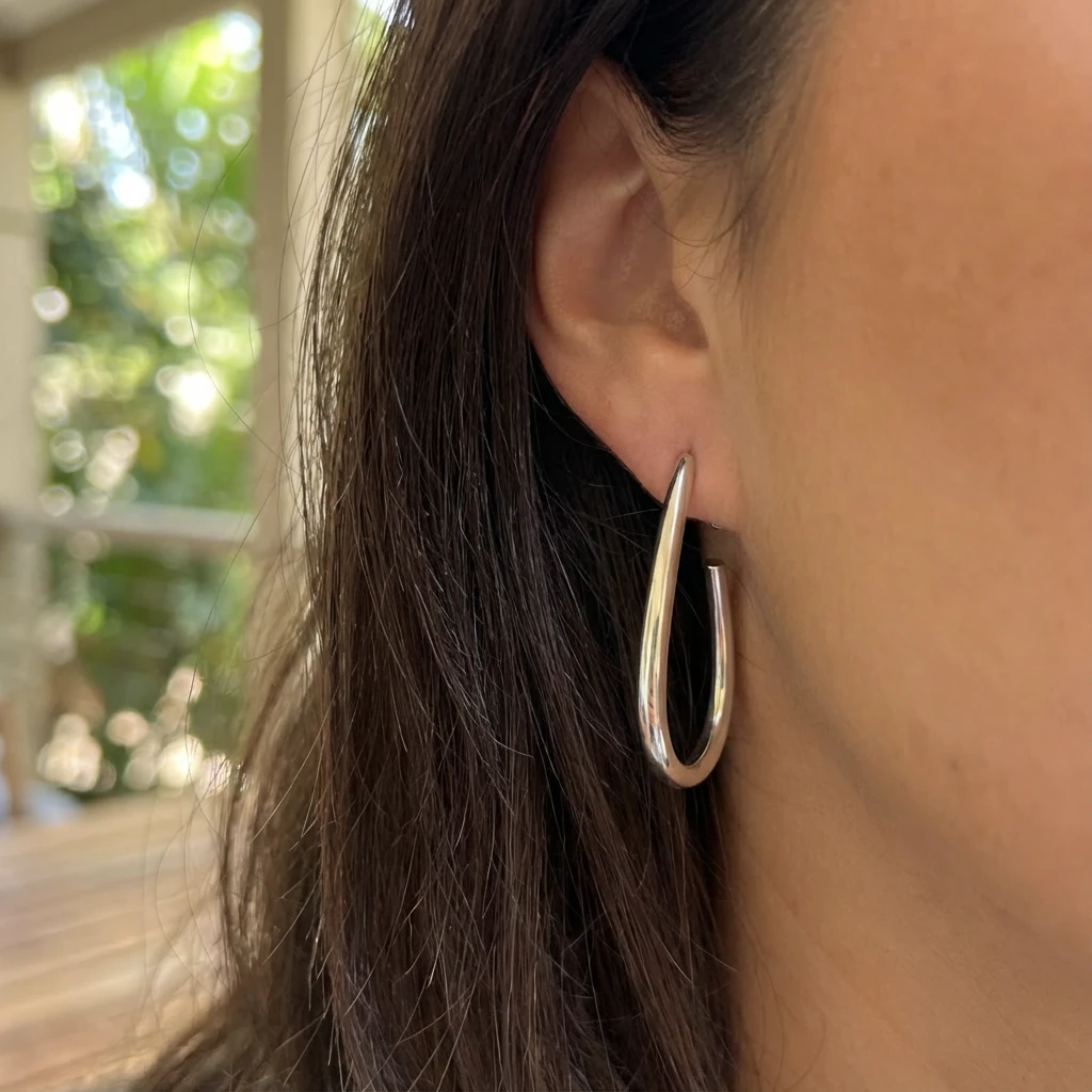 Statement Drop Ear Studs Silver