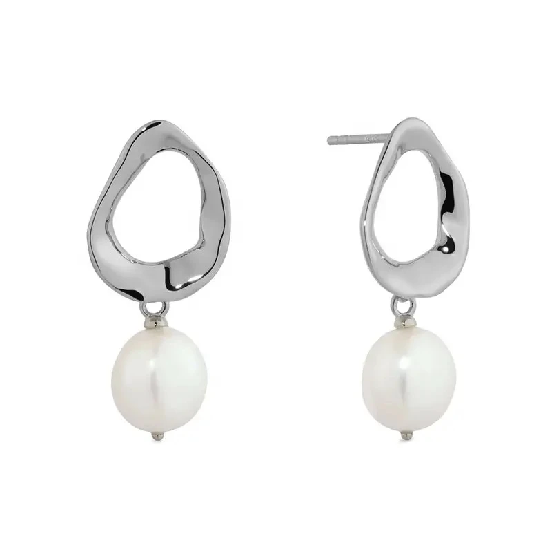 Oorbellen met parel/3cm/925 sterling zilver