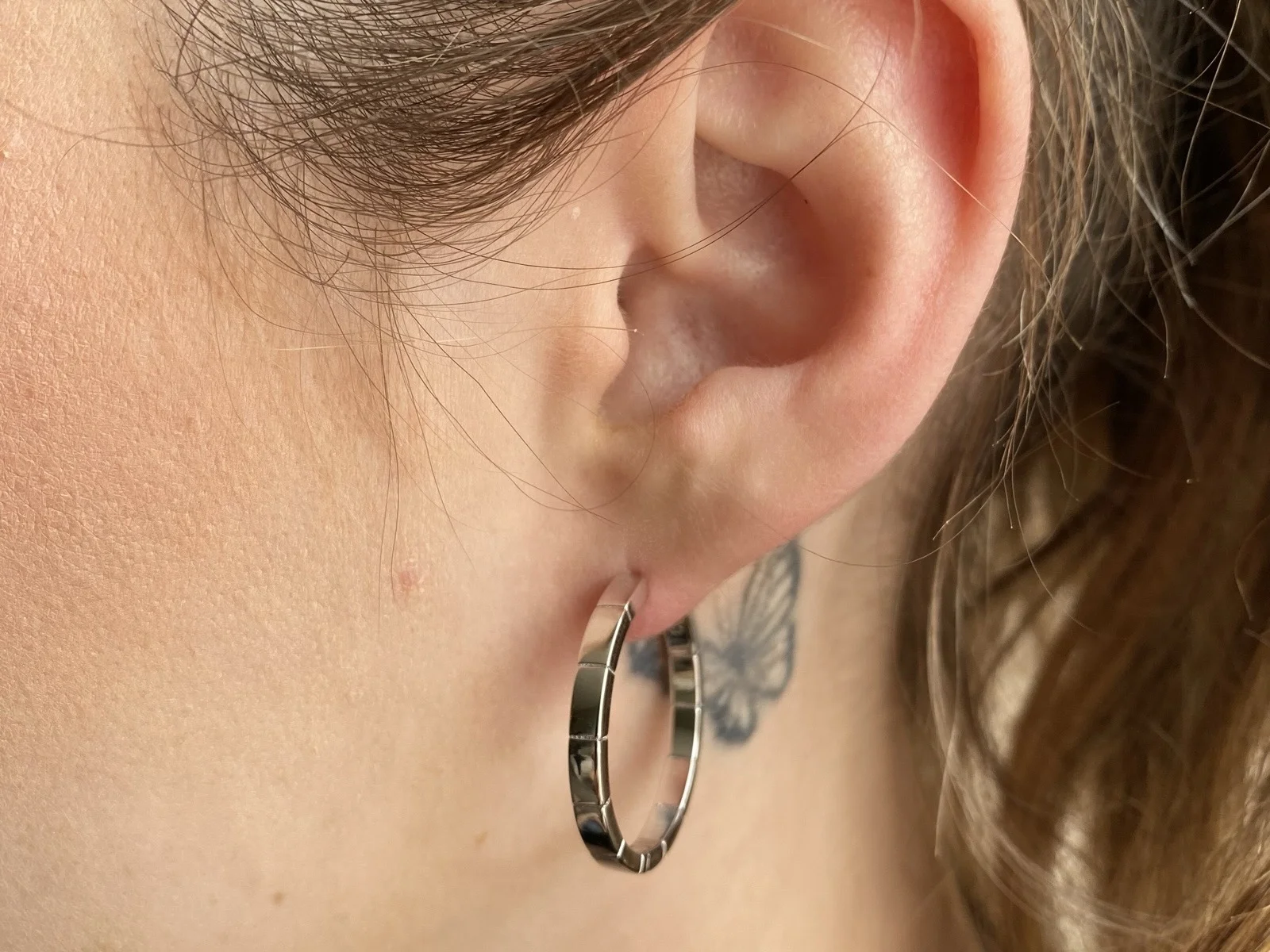 Oorring reliëf 925 sterling zilver