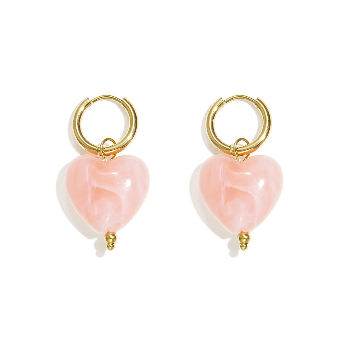 Oorbellen met hartvormige kralen|Roze
