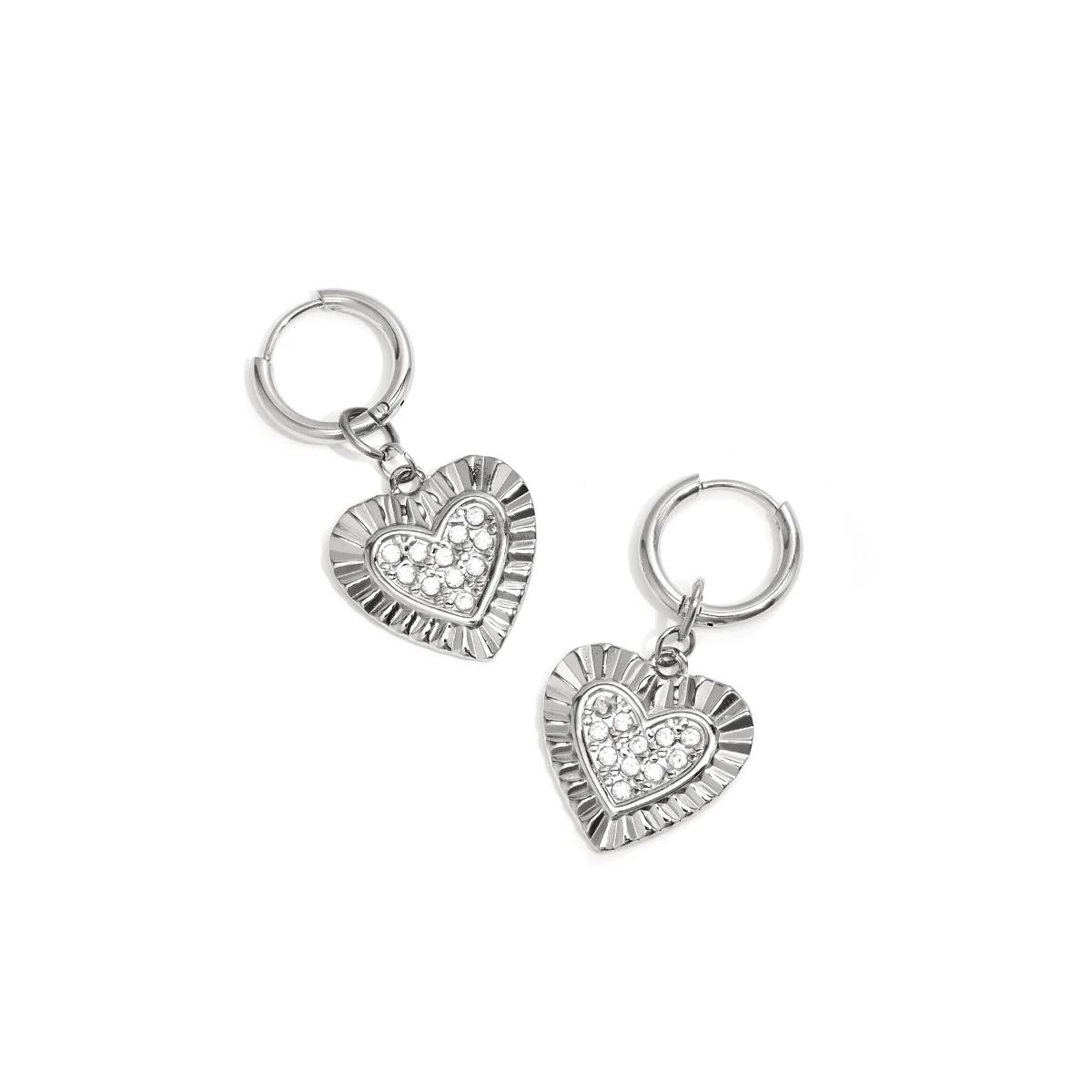 Oorringen stralend hart zilver