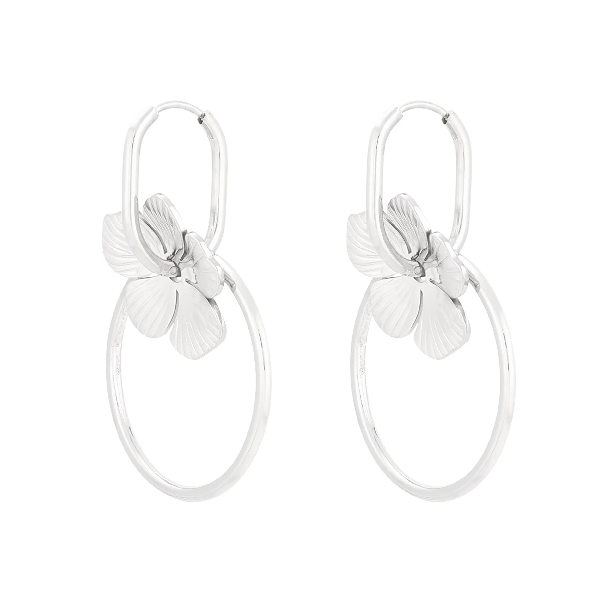 Oorringen fleurig zilver