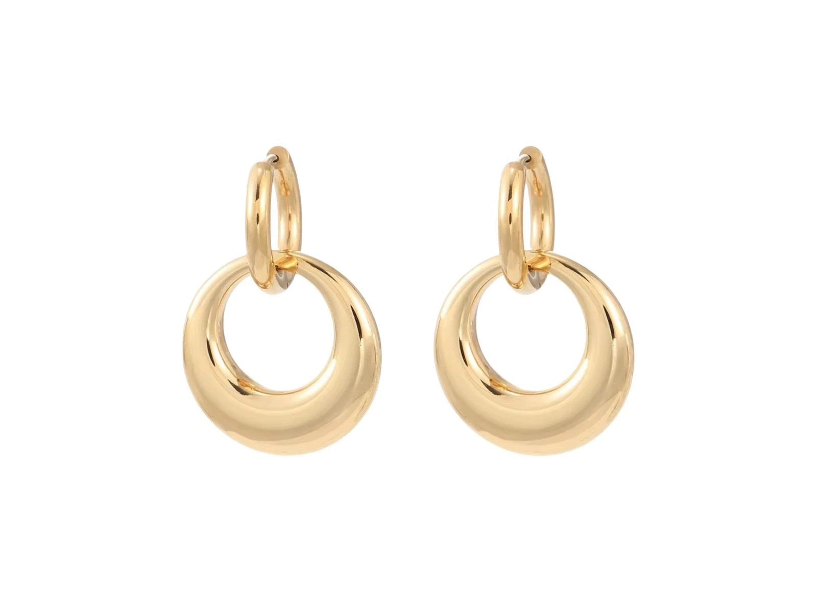 Gold-colored hoop earrings