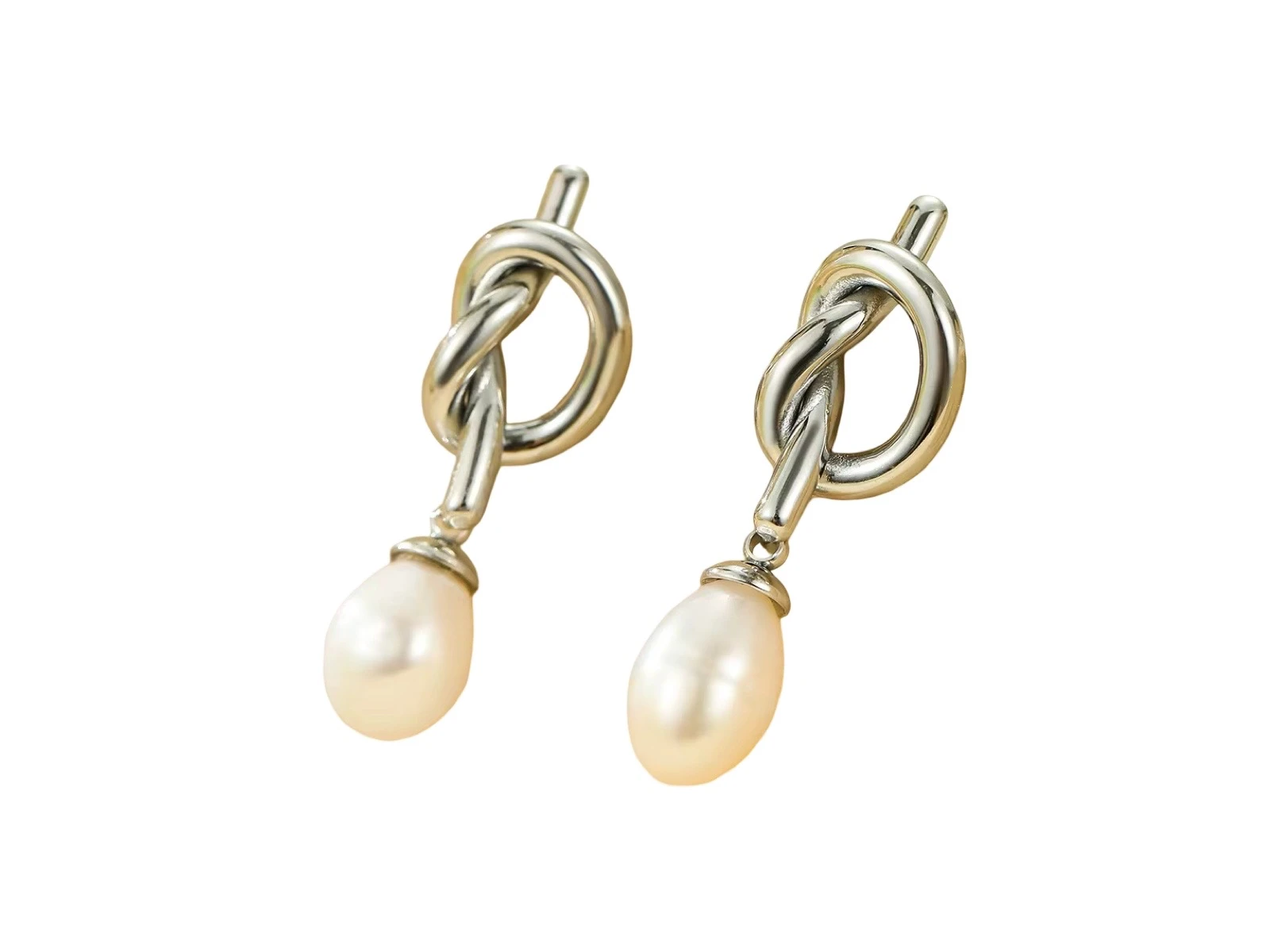 Silver Knot Stud Earrings