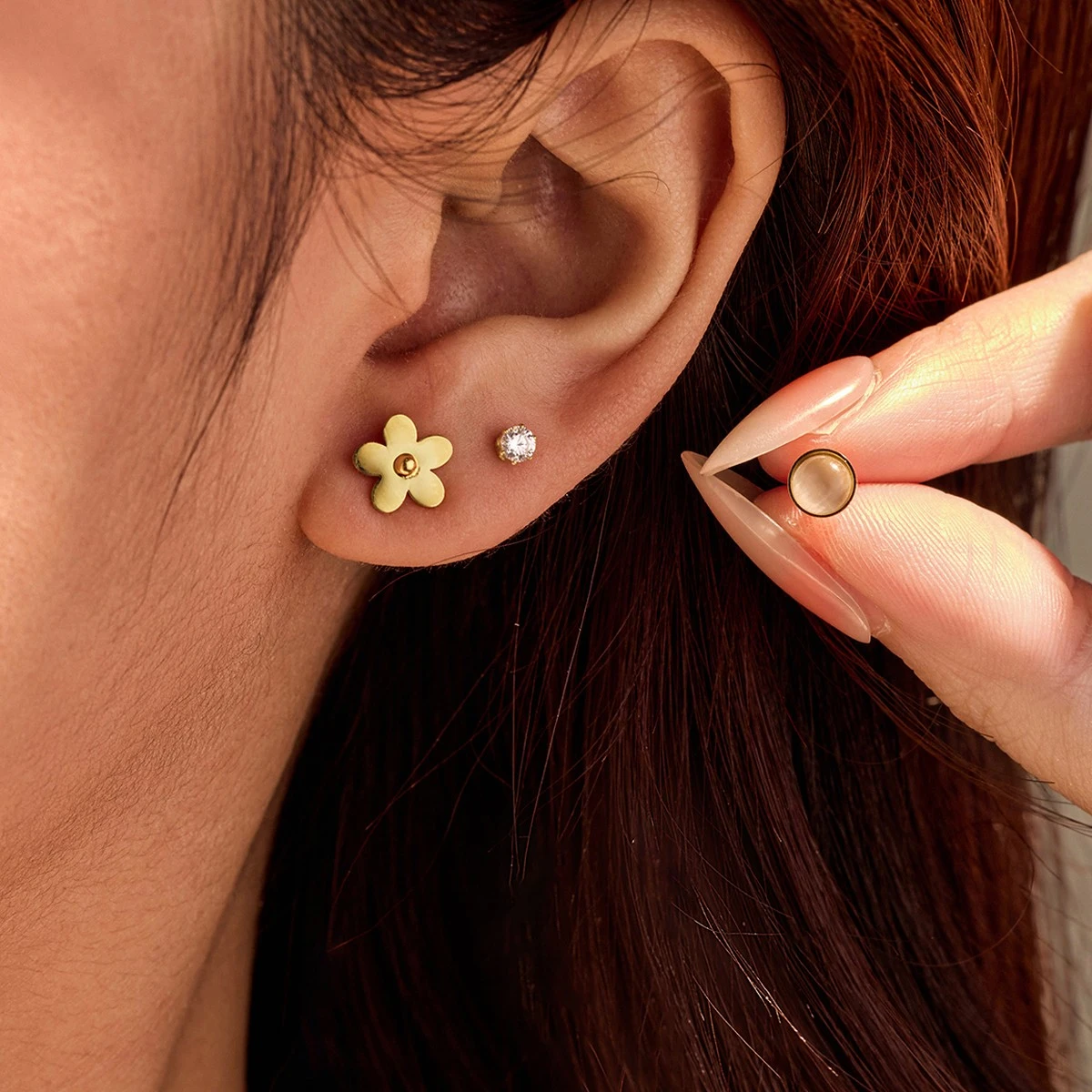 Shiny Flower Stud Earrings