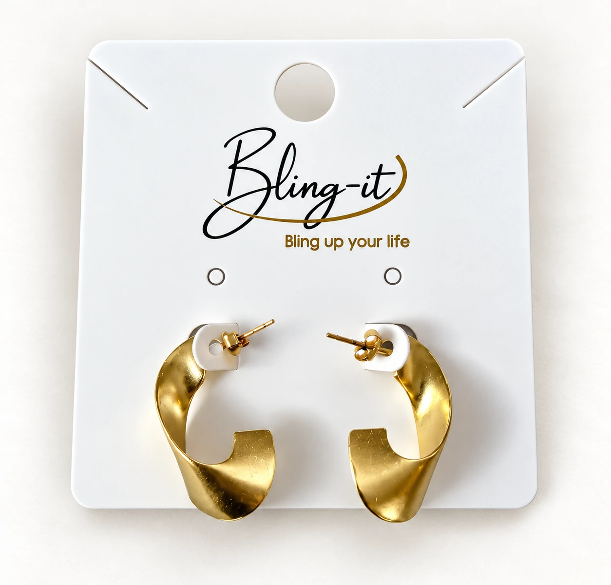 Oorsteker wave/mat/goldplated