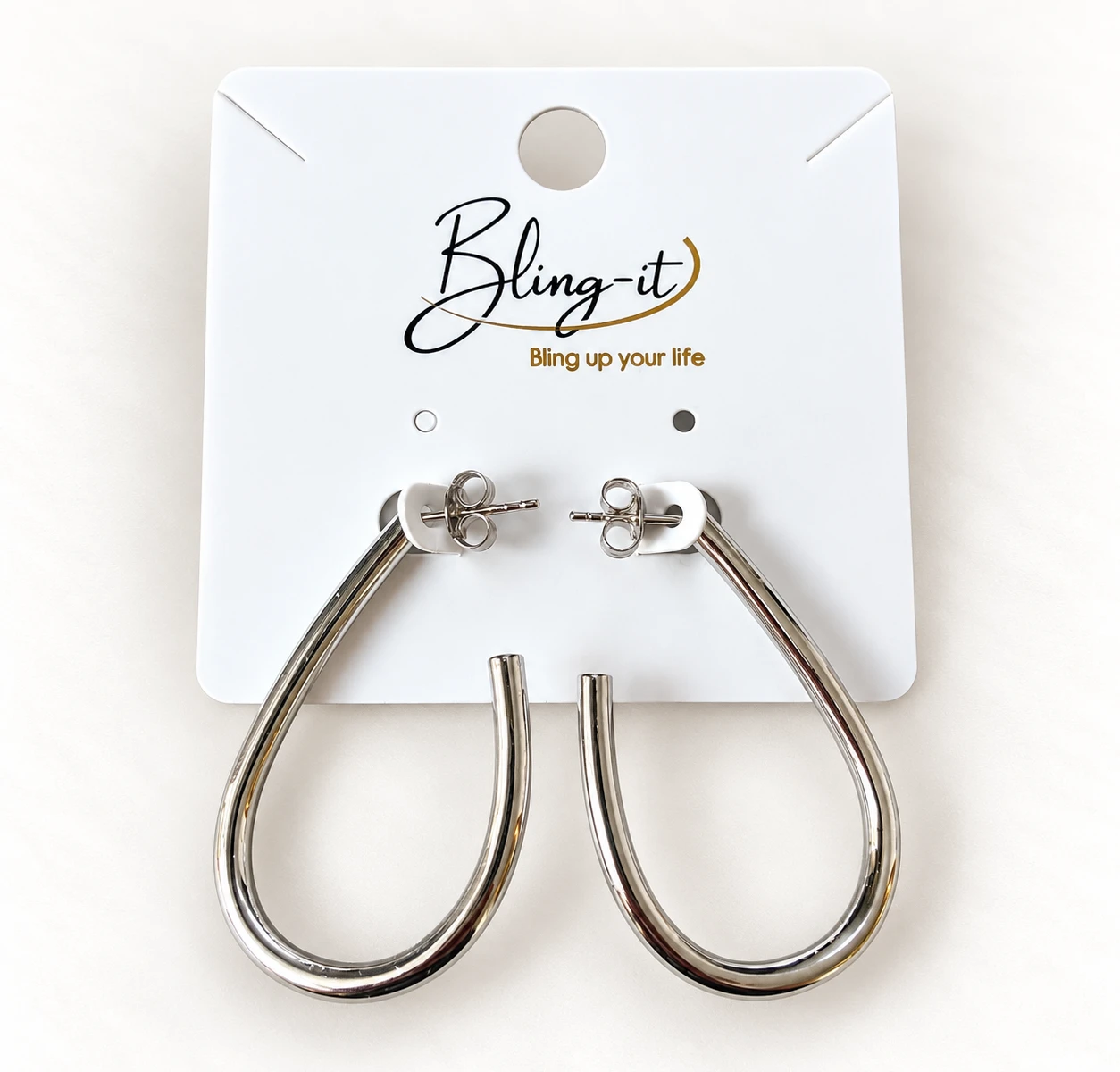 Statement Drop Ear Studs Silver
