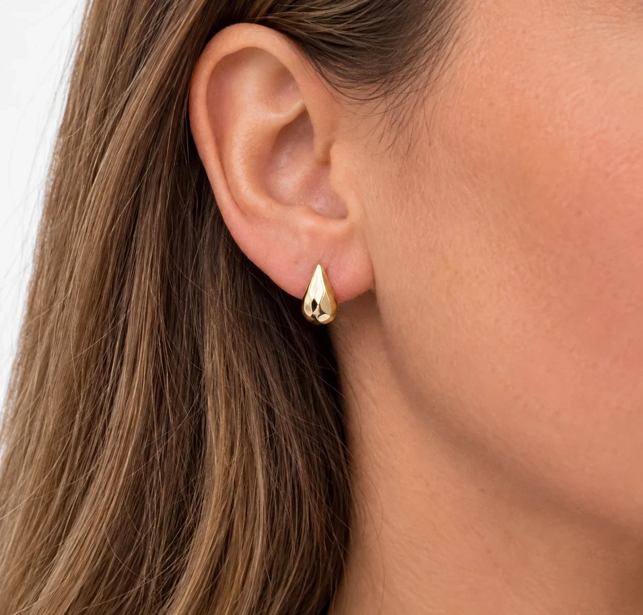 Oorsteker druppel/14 karaat goldplated/12x18mm
